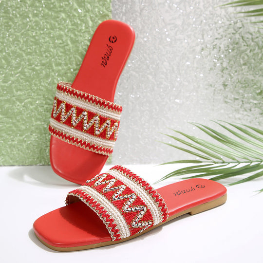Damen modische Riemchen-Sandalen mit dekorativem Detail EB