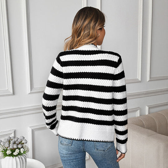 Damen Gemusterter Strickcardigan mit Knöpfen EB