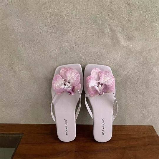 Damen Flip-Flops mit floralem Applikationsdesign EB