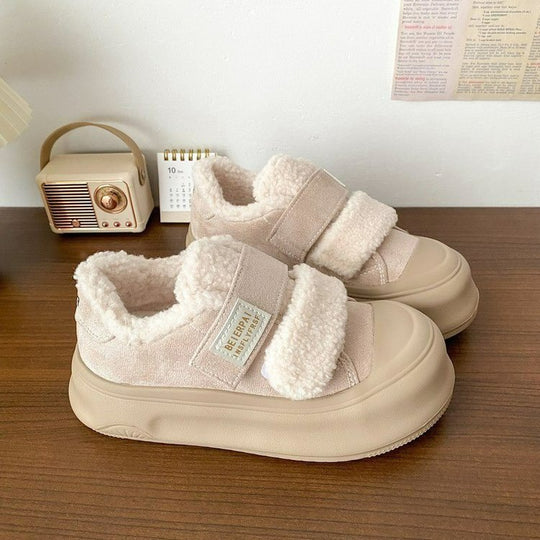 Damen Komfortable Sneaker mit weichem Fleece-Innenfutter und praktischem Klettverschluss EB