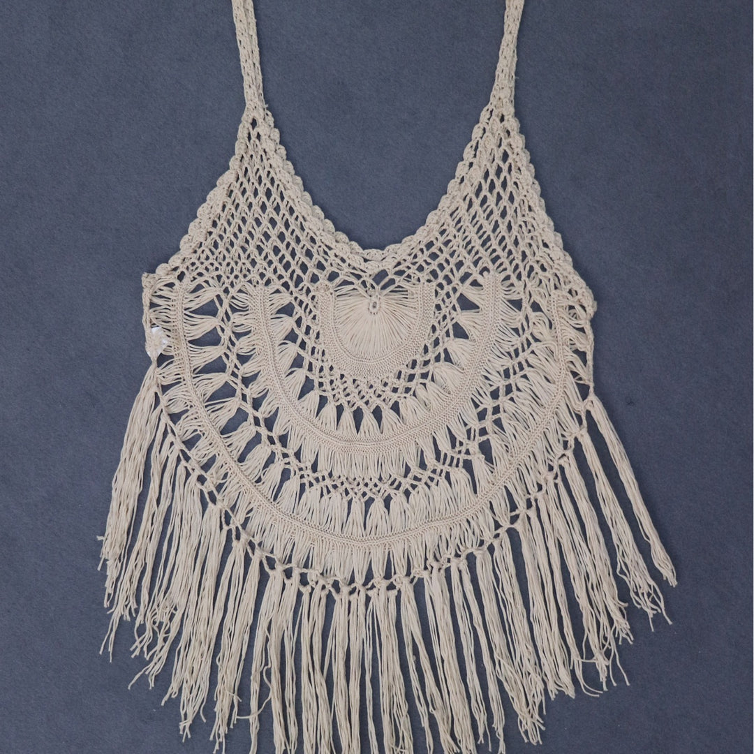 Damen gehäkelter Strandponcho mit Fransen EB