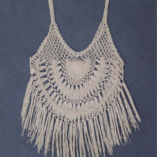 Damen gehäkelter Strandponcho mit Fransen EB