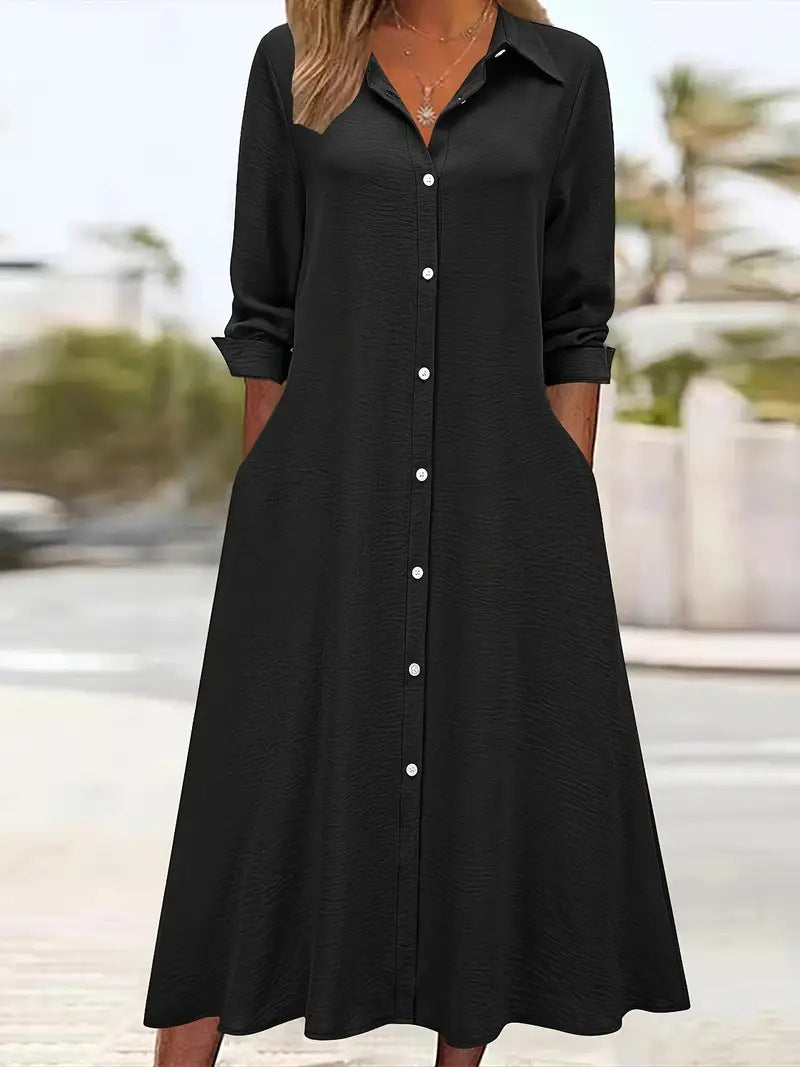 Damen Hemdblusenkleid mit praktischen Taschen und elegantem Schnitt EB