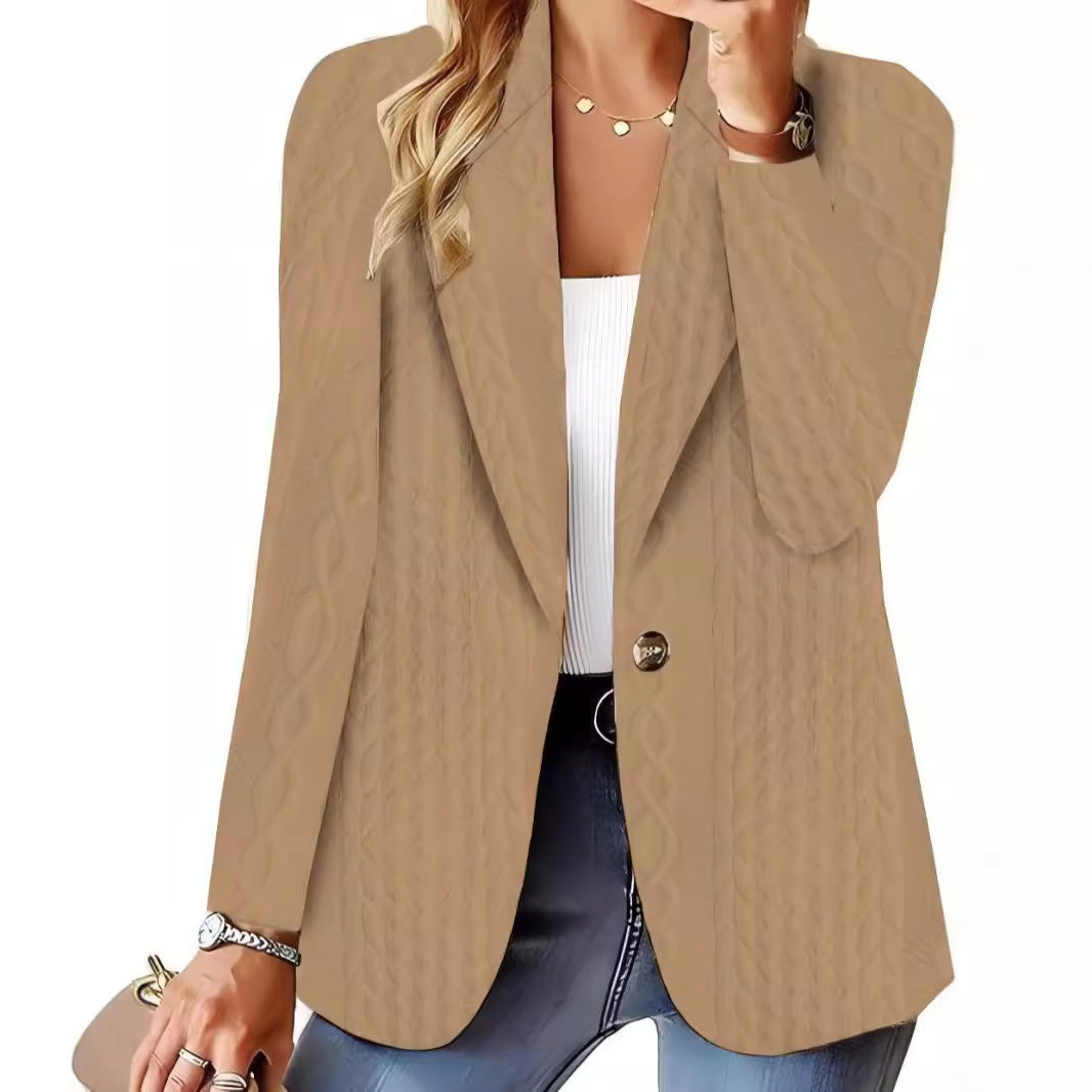 Damen Eleganter Strickblazer mit strukturierter Oberfläche und lässigem Schnitt EB
