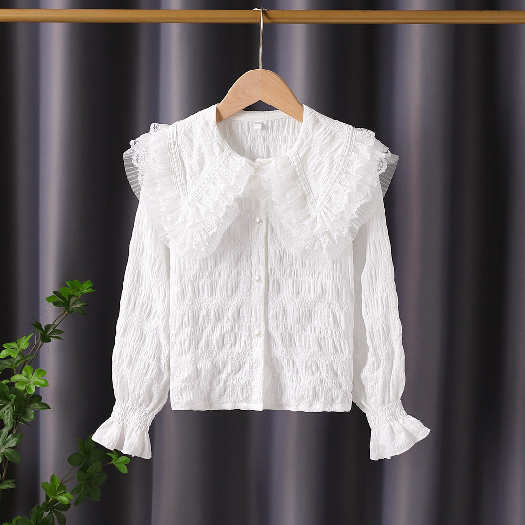 Damen Bluse mit voluminösem Rüschenkragen EB
