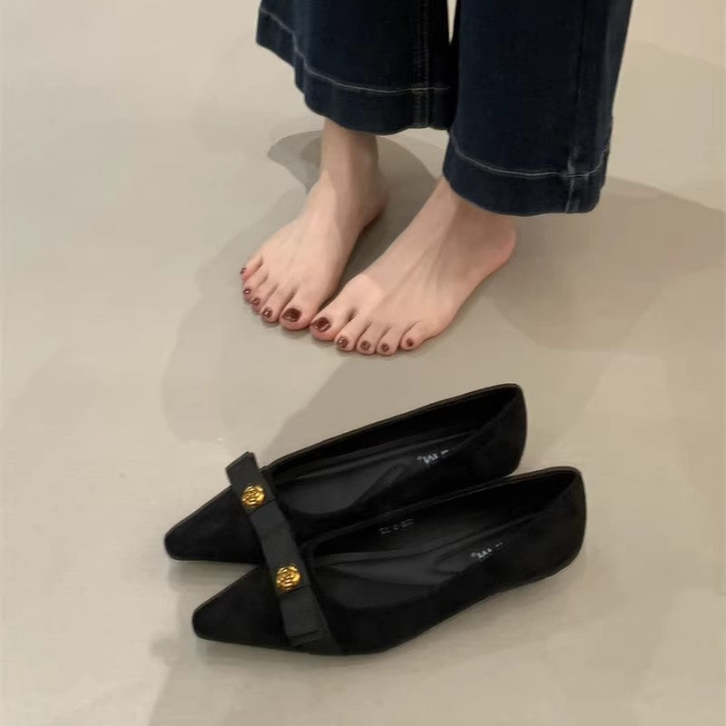 Damen Ballerinas mit elegantem Schleifen-Detail und hochwertigem Veloursleder EB