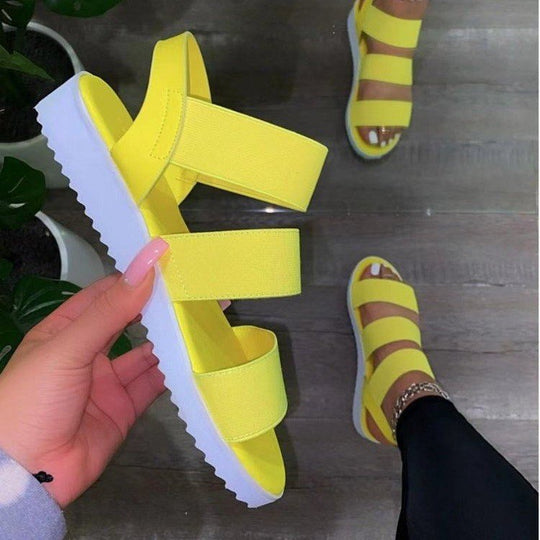 Damen Anpassbare Zehensandalen mit breiten Riemen EB