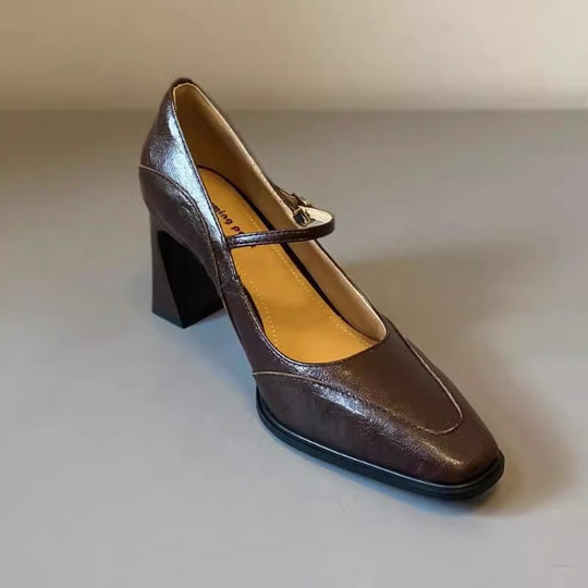 Damen Mary Jane Pumps mit elegantem Blockabsatz EB