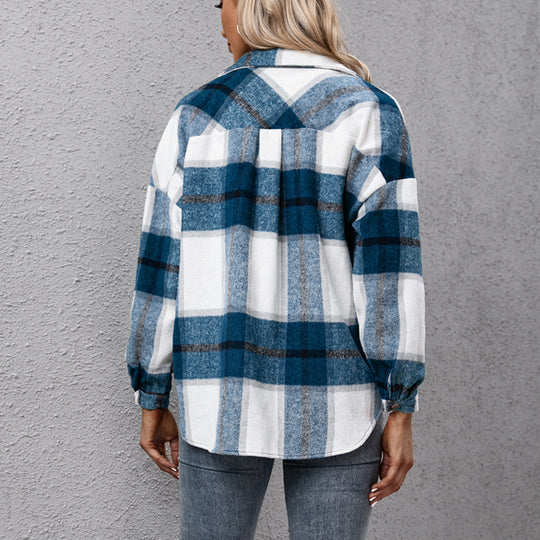 Damen Karierte Overshirtjacke im lässigen Schnitt EB