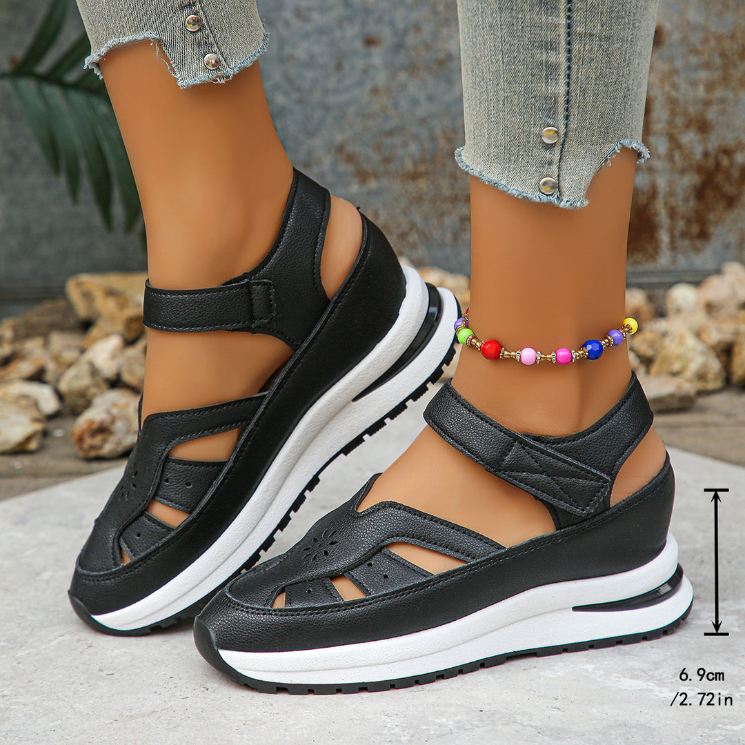 Damen Komfortable Wedge-Sandalen mit modischem Riemendesign EB