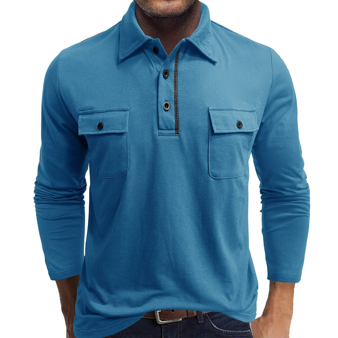 EB | Poloshirts Baumwollmischung Reguläre Passform Lange Ärmel Klappentaschen