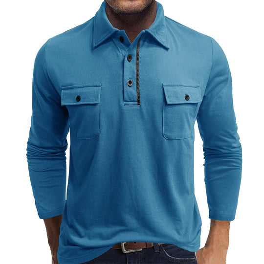 EB | Poloshirts Baumwollmischung Reguläre Passform Lange Ärmel Klappentaschen