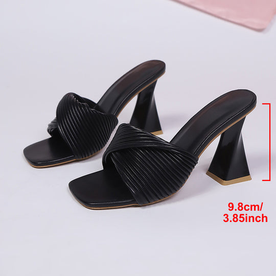 Damen Trendy Slipper mit strukturiertem Riemen und blockiertem Absatz EB