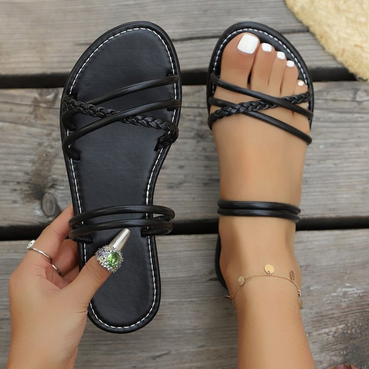 Damen elegante Strandsandalen mit verstellbaren Riemen EB