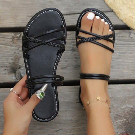 Damen elegante Strandsandalen mit verstellbaren Riemen EB