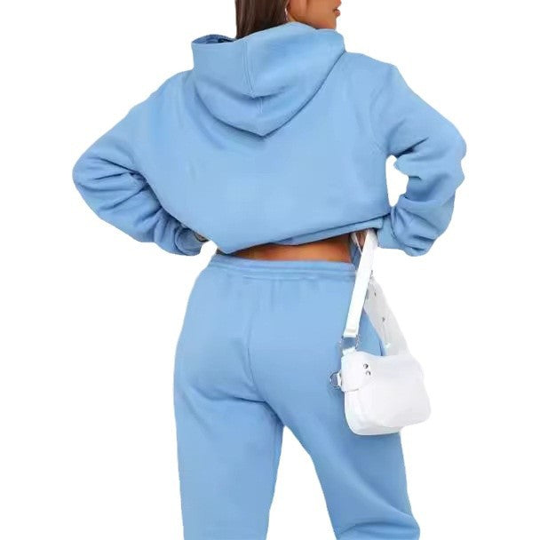 Damen nan oversized Kapuzen-Loungewear-Set mit Kängurutasche und elastischem Knöchelabschluss EB
