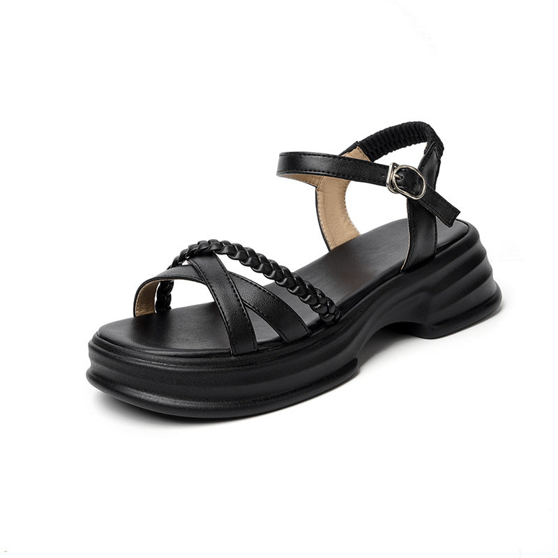 Damen Sandalen mit geflochtenem Riemen und stabiler Sohle EB