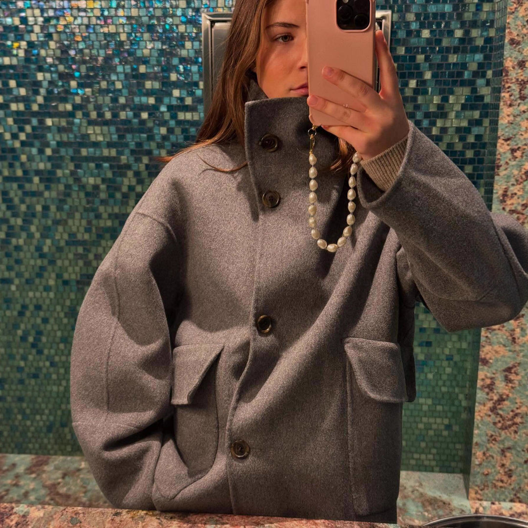 Damen Modische Oversized-Jacke aus hochwertigem Wollmix EB