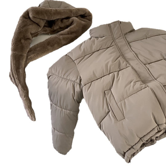 Damen Modische Pufferjacke mit abnehmbarem Kunstfellkragen und praktischen Taschen EB