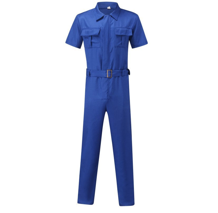 Herren nan Kurzarm-Arbeits-Overall mit Taillengürtel und Brusttaschen EB
