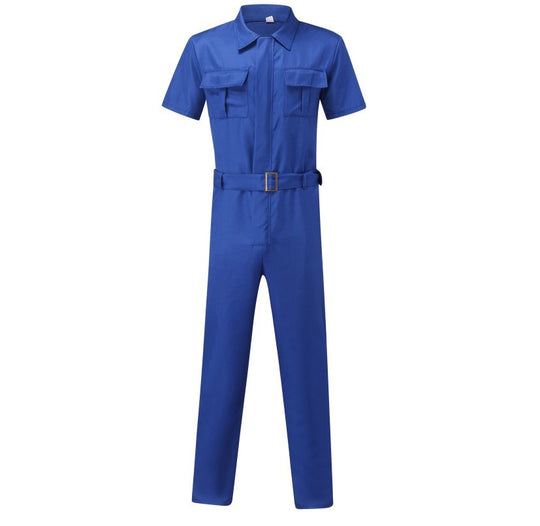 Herren nan Kurzarm-Arbeits-Overall mit Taillengürtel und Brusttaschen EB
