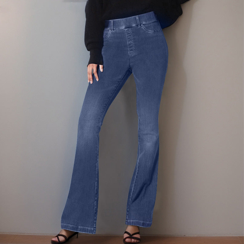 Damen Flared Jeans mit hoher Taille und dezentem Waschung EB