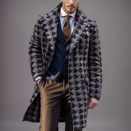 Herren eleganter Mantel im Hahnentrittmuster EB