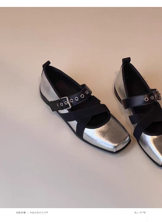 Damen elegante Ballerinas mit modernem Riemchen-Design EB