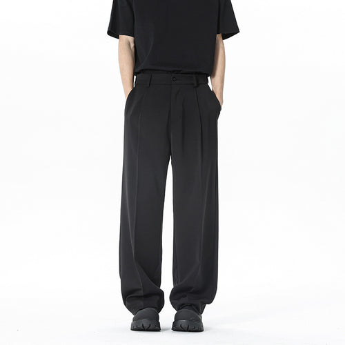 Herren nan weite Bundfalte Stoffhose mit hoher Taille, gerade Beinform und dezenten Seitentaschen EB