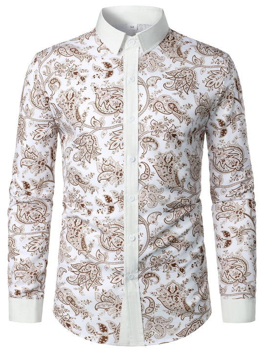 Herren Langarmhemd mit modernem Paisley-Design EB