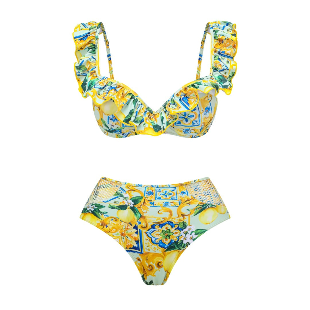 Damen Bikiniset mit elegantem Rüschendesign und maxi Rock EB