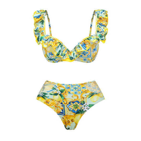 Damen Bikiniset mit elegantem Rüschendesign und maxi Rock EB