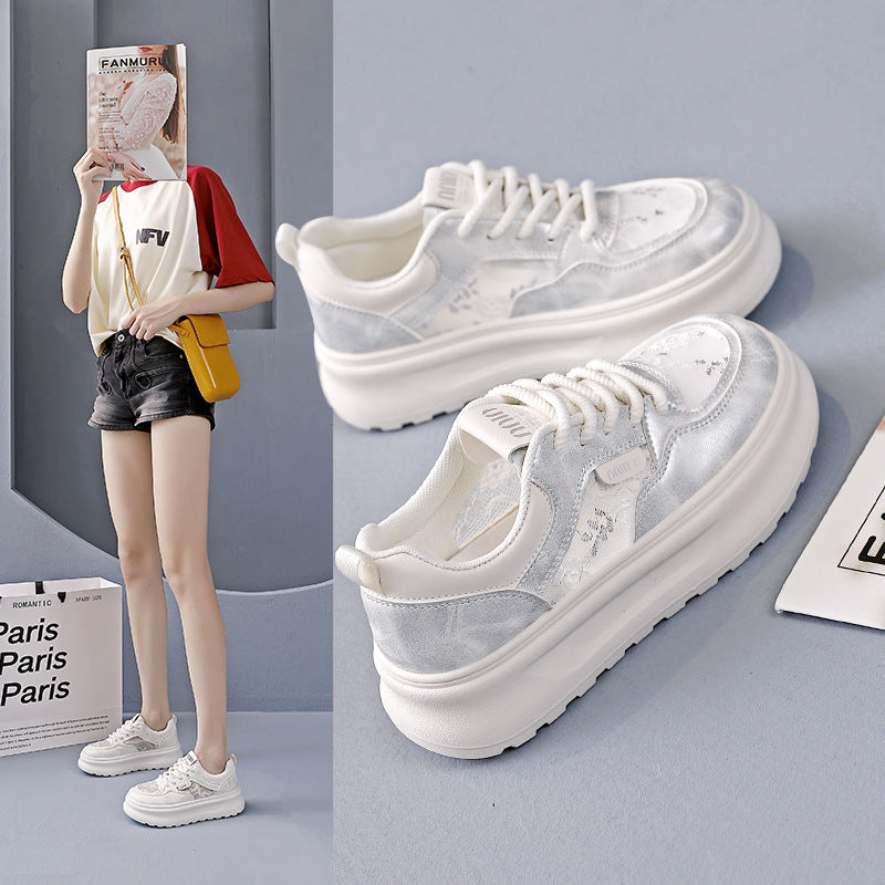 Damen modische Sneakers mit floralen Akzenten und dämpfender Sohle EB