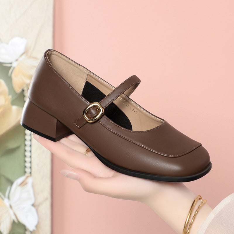 Damen elegante Mary Jane Pumps mit verstellbarem Riemen und komfortablem Blockabsatz EB
