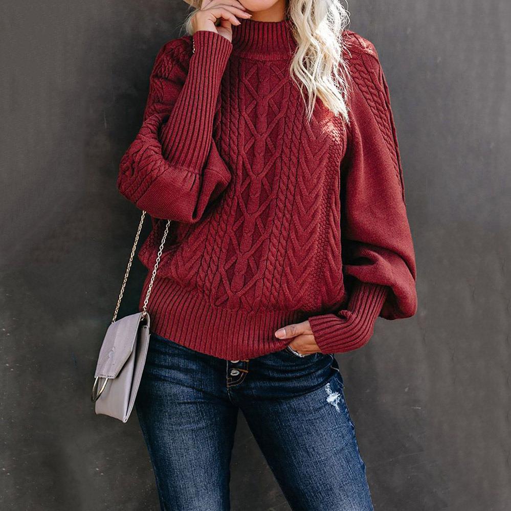 Damen Strickpullover mit hochgeschlossenem Kragen und strukturiertem Design EB