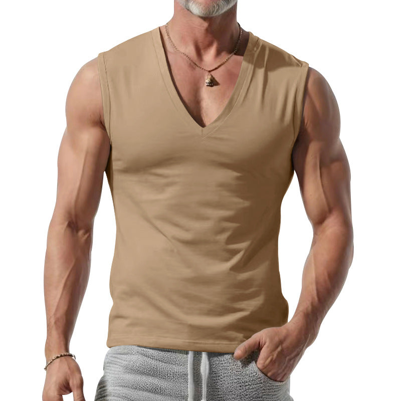 Herren nan figurbetontes ärmelloses V-Ausschnitt Muskelshirt EB