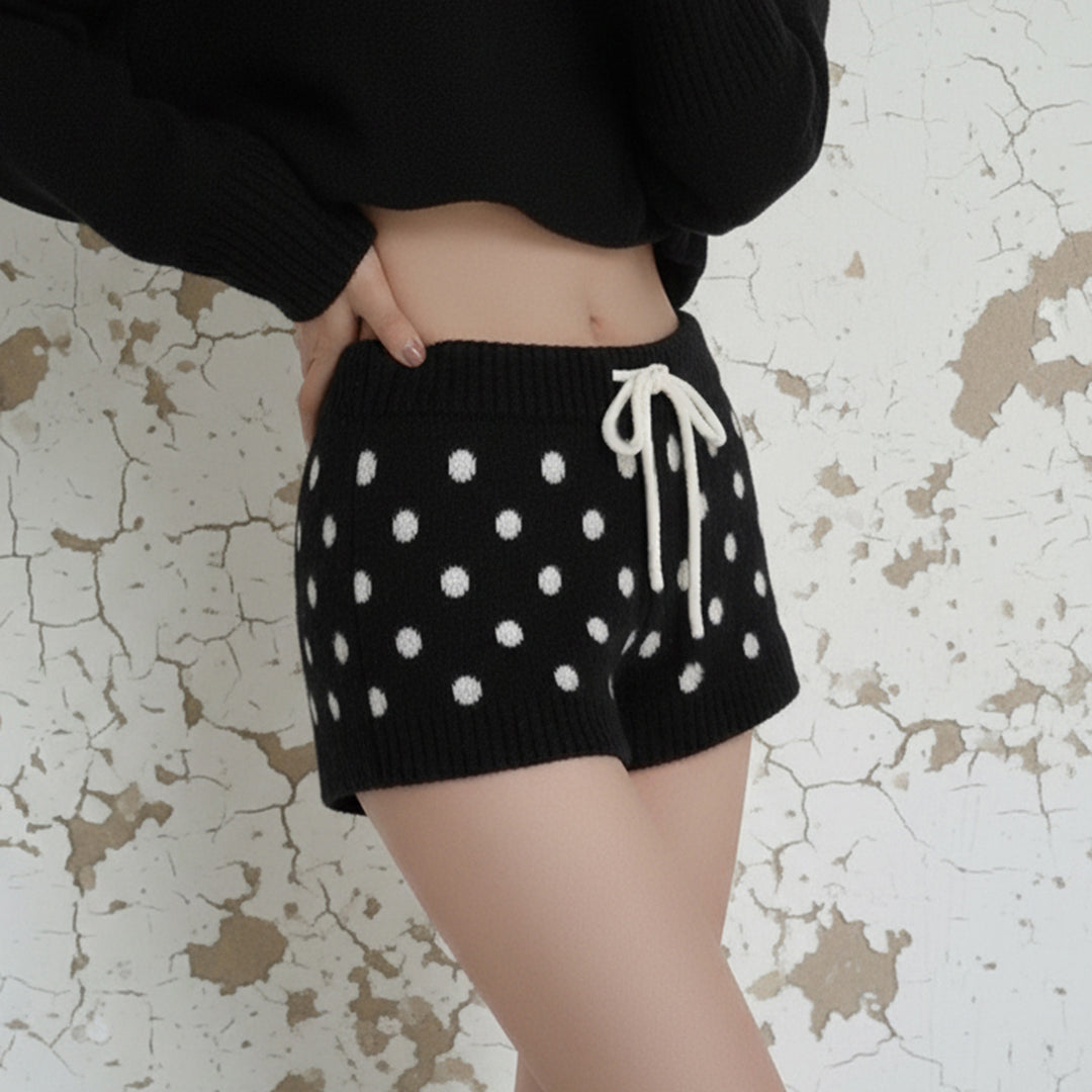 Damen Sportliche Kurze Hose mit gepunktetem Design und verstellbarem Bund EB