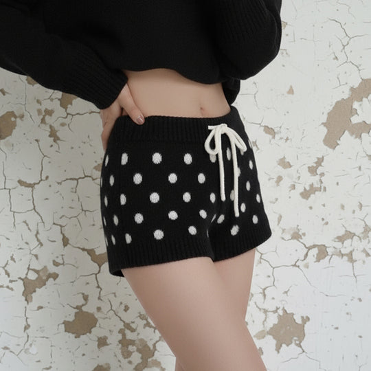 Damen Sportliche Kurze Hose mit gepunktetem Design und verstellbarem Bund EB