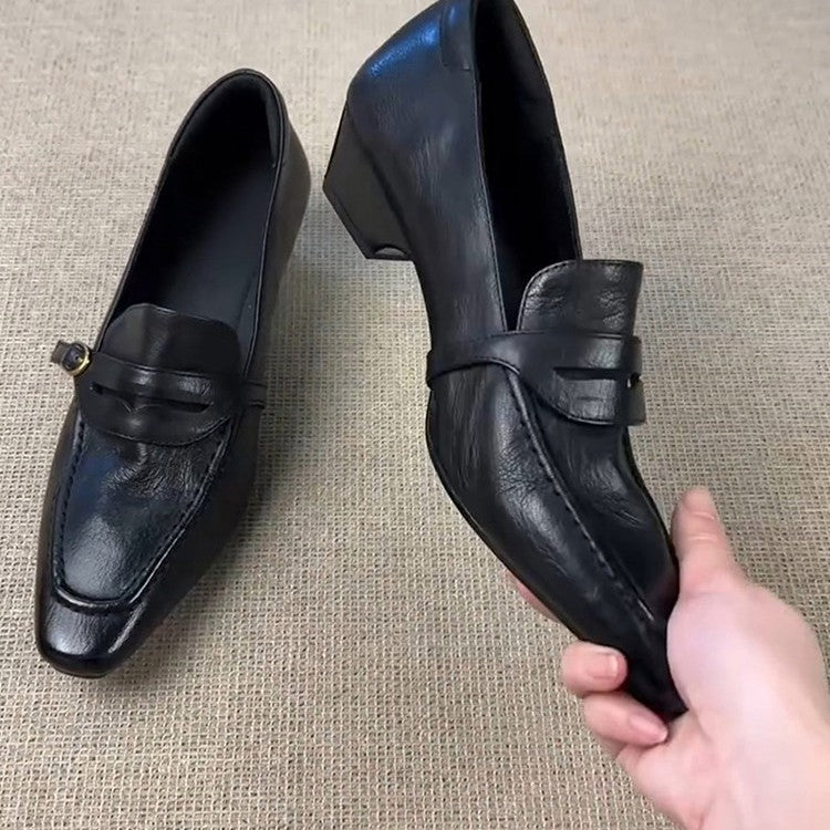 Damen elegante Loafers mit modischer Schnallenverzierung EB