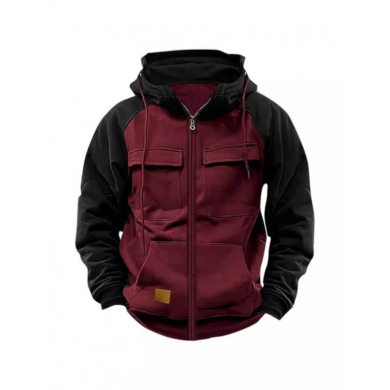 Herren Kapuzenjacke mit Cargo-Taschen und durchgehendem Reißverschluss EB