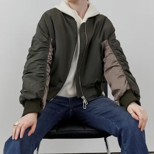 Damen modische Bomberjacke mit strukturiertem Design und praktischen Taschen EB