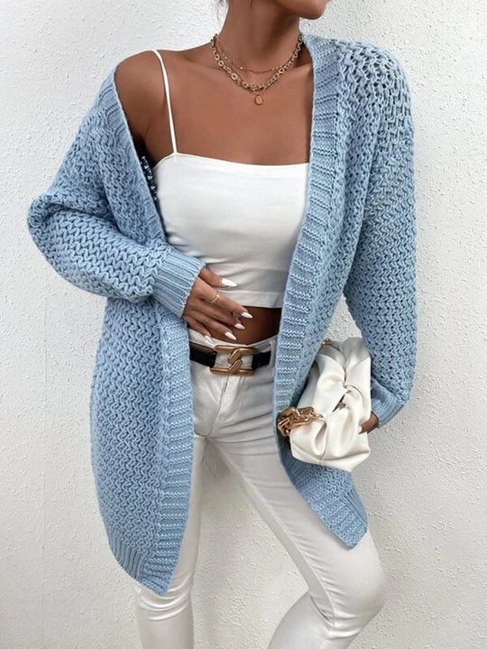 Damen Strickjacke mit offenem Schnitt und luxuriösem Texturmuster EB