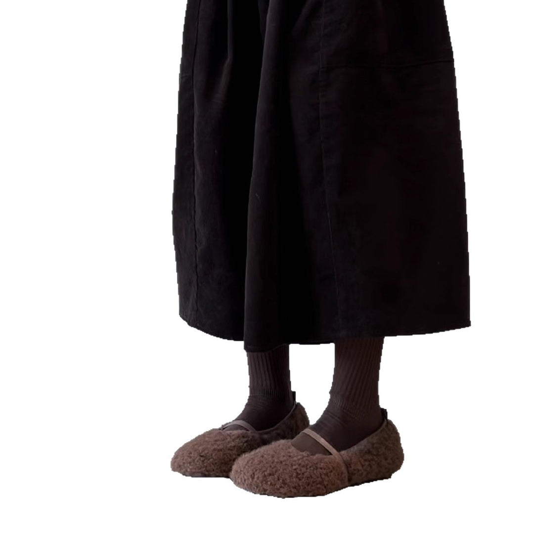 Damen Hausschuhe mit flauschigem Obermaterial und dekorativem Riemchen EB