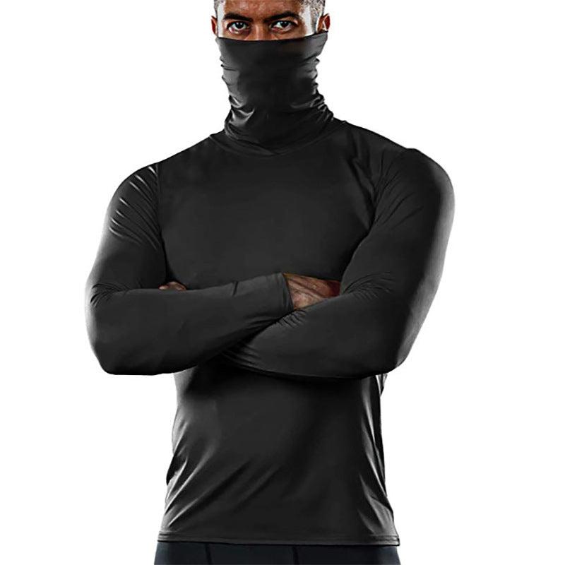 Herren funktionales Langarmshirt mit hohem Kragen und feuchtigkeitsregulierendem Material EB
