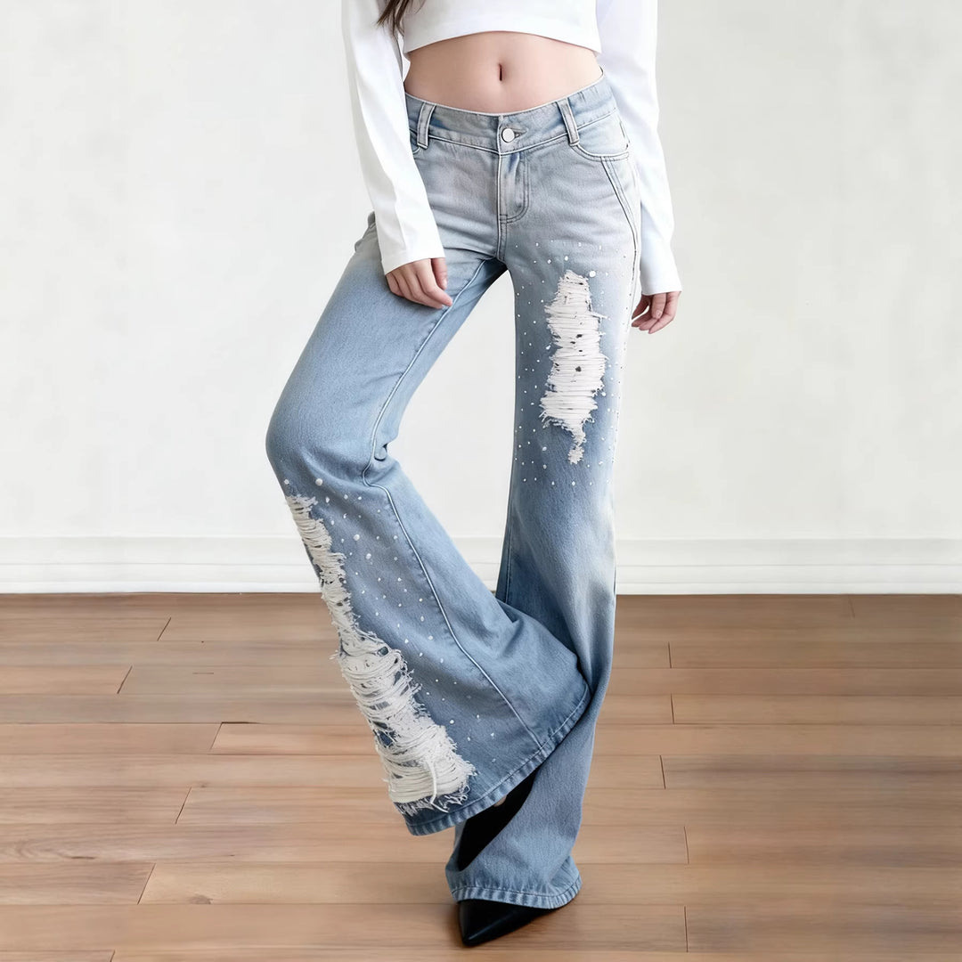 Damen Schlagjeans mit modischen Destroyed-Details und komfortablem Sitz EB