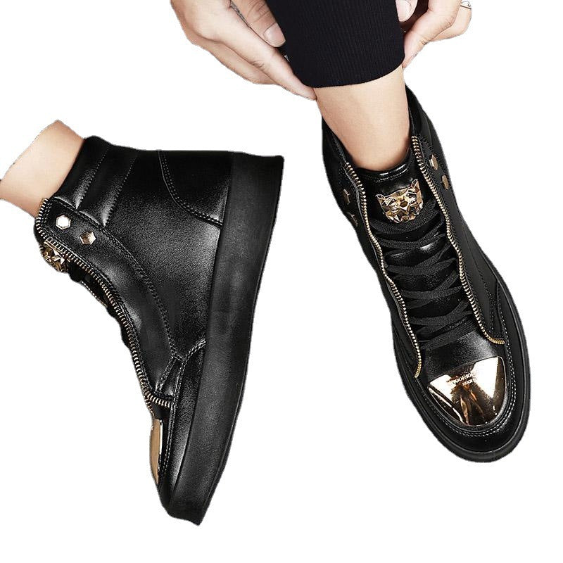Damen High-Top Sneakers mit goldenen Details und Reißverschluss von EB