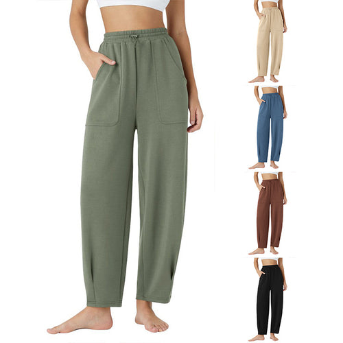 Damen weite Freizeithose mit elastischem Bund und praktischen Taschen EB