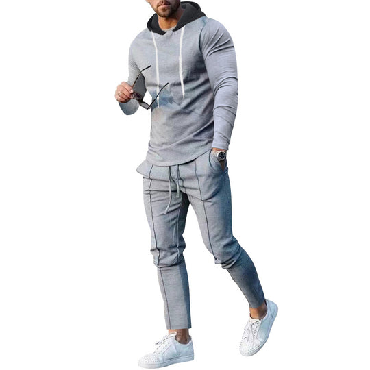 Herren nan zweiteiliges Kapuzen-Lounge-Set mit schmal geschnittenem Kapuzenpullover und tapered Jogginghose EB