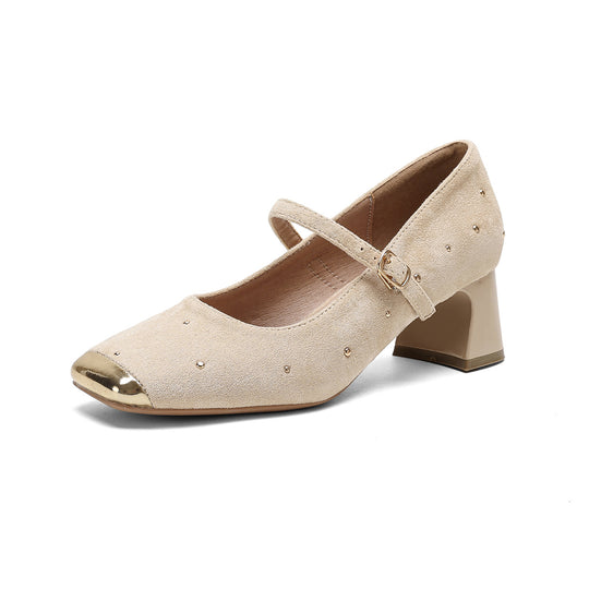 Damen Pumps mit elegantem Riemchen und funkelnden Strassapplikationen EB