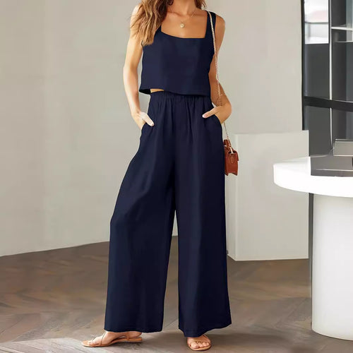 Damen Lässiger Jumpsuit mit weiten Beinen und praktischen Taschen EB